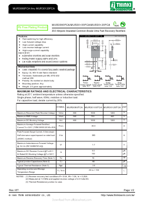 MUR3080FCA Datasheet PDF Thinki Semiconductor Co., Ltd.