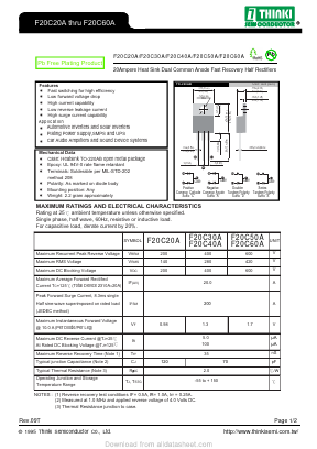 F20C20A Datasheet PDF Thinki Semiconductor Co., Ltd.