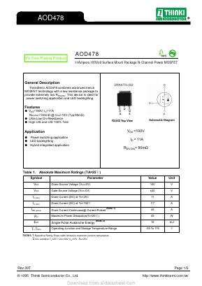 AOD478 Datasheet PDF Thinki Semiconductor Co., Ltd.