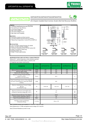 20F40HF3S Datasheet PDF Thinki Semiconductor Co., Ltd.