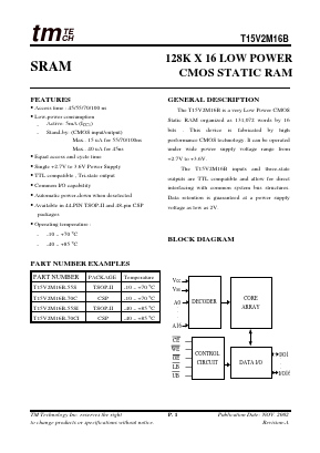 T15V2M16B Datasheet PDF Taiwan Memory Technology