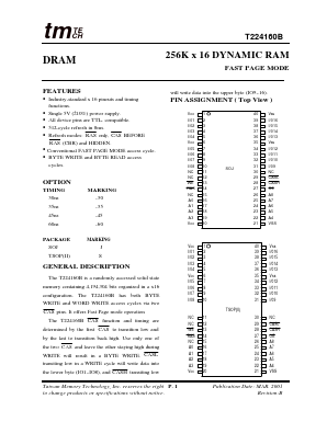 T224160B-30 Datasheet PDF Taiwan Memory Technology