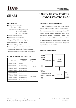 T15M1024A-100P Datasheet PDF Taiwan Memory Technology