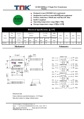 QT24A01 Datasheet PDF Dongguan Xinkang Electronic Technology Co., Ltd.