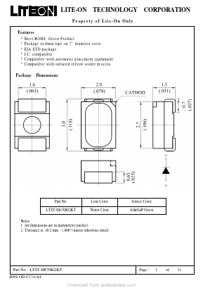 LTST-M670KGKT Datasheet PDF HK TO-GRACE TECHNOLOGY CO.,LTD.