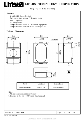 LTST-M670KFKT Datasheet PDF HK TO-GRACE TECHNOLOGY CO.,LTD.