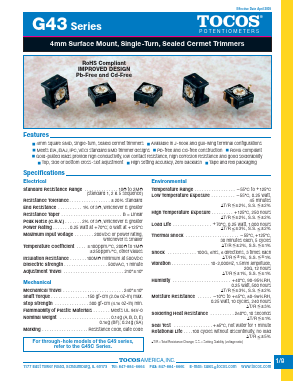 G43AB100M Datasheet PDF TOCOSAMERICA, INC.