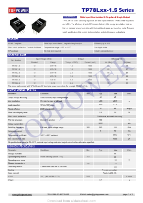 TP78L6.5-1.5 Datasheet PDF Toppower Electronic Technology Limited