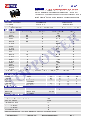 TPTE1212 Datasheet PDF Toppower Electronic Technology Limited