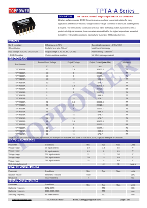 TPTA-A Datasheet PDF Toppower Electronic Technology Limited