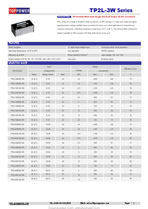 TP2L-3W-3KVDC Datasheet PDF Toppower Electronic Technology Limited