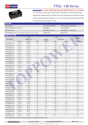 TP2L-1W Datasheet PDF Toppower Electronic Technology Limited