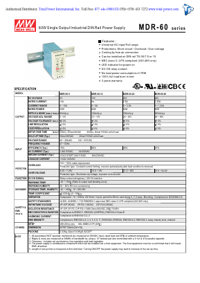 MDR-60 Datasheet PDF Total Power International