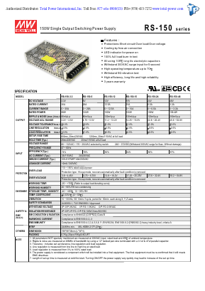 RS-150 Datasheet PDF Total Power International