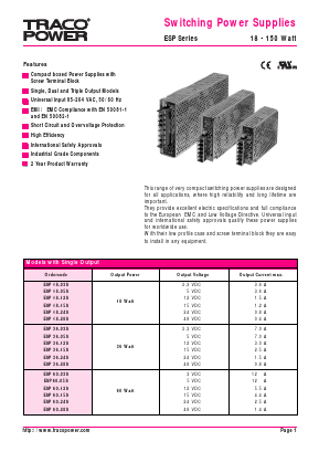 ESP18-24S Datasheet PDF TRACO Electronic AG