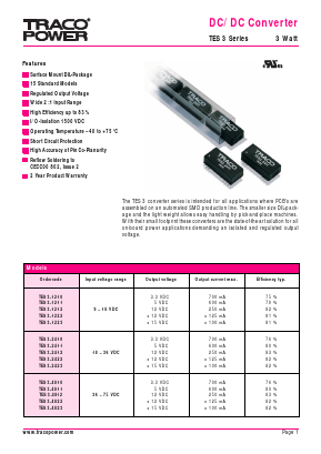TES3-4811 Datasheet PDF TRACO Electronic AG