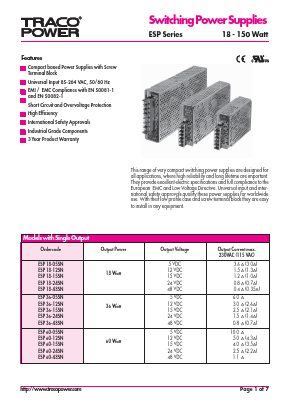 ESP18-12SN Datasheet PDF TRACO Electronic AG