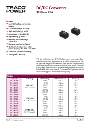 TES2-1223H Datasheet PDF TRACO Electronic AG
