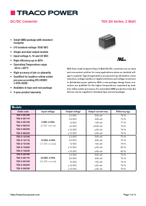 TES2-0510H Datasheet PDF TRACO Electronic AG