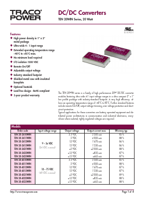TEN20-2422WIN Datasheet PDF TRACO Electronic AG