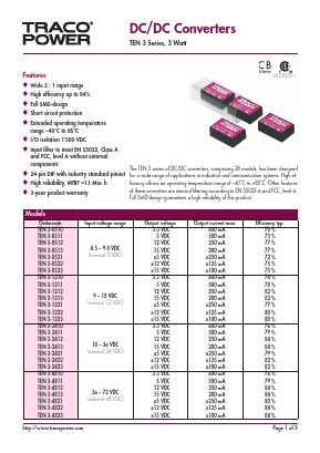 TEN3-2413 Datasheet PDF TRACO Electronic AG