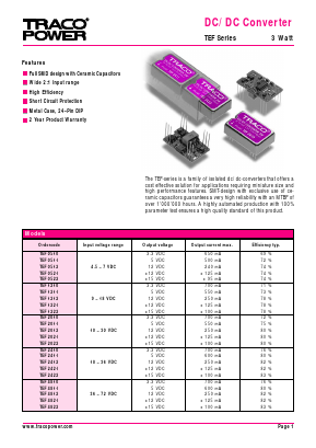 TEF0512 Datasheet PDF TRACO Electronic AG