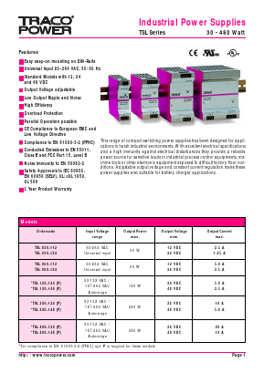 TSL060-124 Datasheet PDF TRACO Electronic AG
