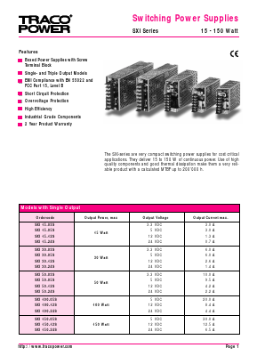 SXI50-03S Datasheet PDF TRACO Electronic AG