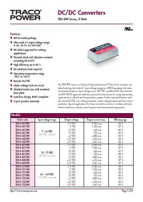 TEN8-7223WI Datasheet PDF TRACO Electronic AG