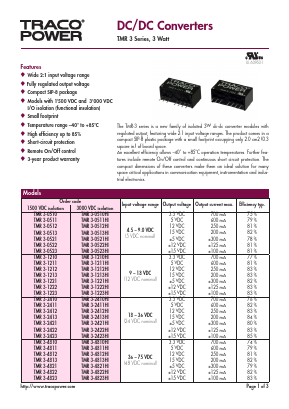 TMR3-0510HI Datasheet PDF TRACO Electronic AG