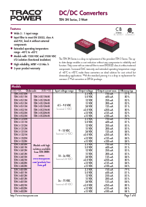 TEN3-1223N Datasheet PDF TRACO Electronic AG