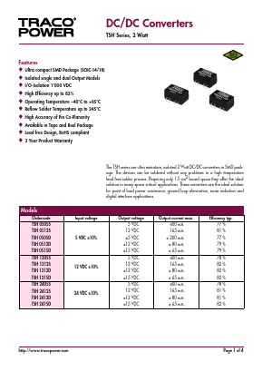 TSH2405S Datasheet PDF TRACO Electronic AG