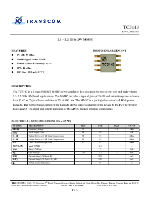 TC3143 Datasheet PDF Transcom, Inc.