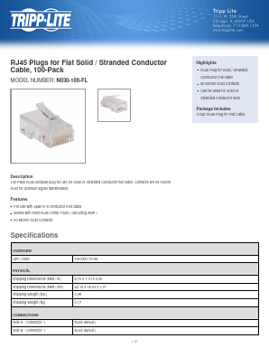 N030-100-FL Datasheet PDF Tripp Lite. All Rights Reserved