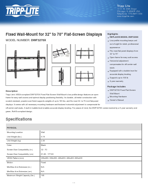 DWF3270X Datasheet PDF Tripp Lite. All Rights Reserved