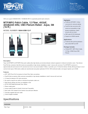 N84405M12P Datasheet PDF Tripp Lite. All Rights Reserved