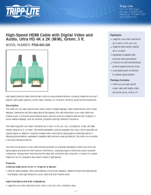 P568-003-GN Datasheet PDF Tripp Lite. All Rights Reserved