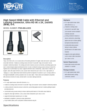 P569-006-LOCK Datasheet PDF Tripp Lite. All Rights Reserved