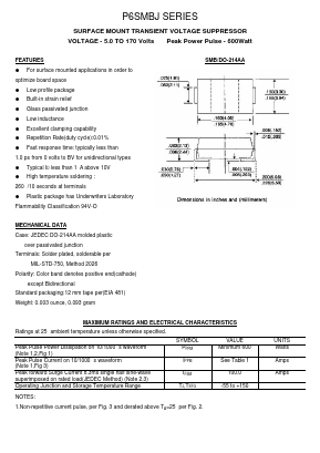 P6SMBJ130C Datasheet PDF Transys Electronics Limited