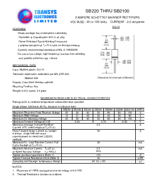 SB2100 Datasheet PDF Transys Electronics Limited