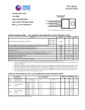 TR2.5 Datasheet PDF Transys Electronics Limited