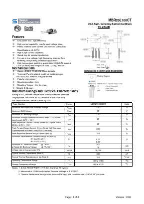 MBR20L100CT Datasheet PDF TSC Corporation