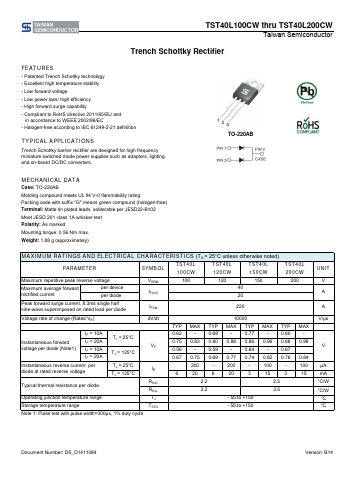 TST40L100CW Datasheet PDF TSC Corporation