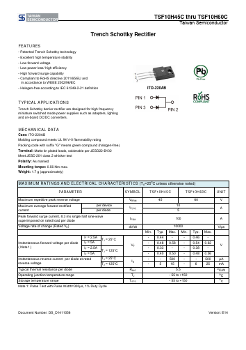 TSF10H45C Datasheet PDF TSC Corporation