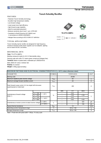 TSP20U60S Datasheet PDF TSC Corporation