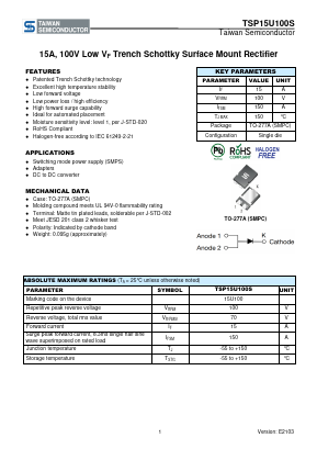 TSP15U100S Datasheet PDF TSC Corporation