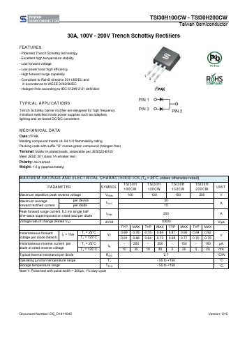 TSI30H200CW Datasheet PDF TSC Corporation