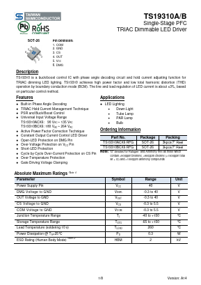 TS19310BCX6RFG Datasheet PDF TSC Corporation