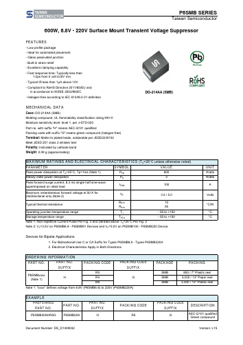 P6SMB47ACA Datasheet PDF TSC Corporation