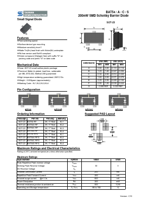 BAT54RFG Datasheet PDF TSC Corporation